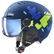 Lyžařská helma Uvex ROCKET JR VISOR (blue/puzzle)   